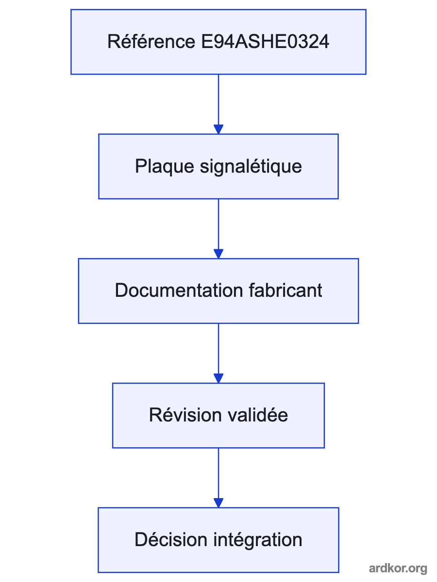Diagram showing E94ASHE0324 between upstream and downstream system elements.